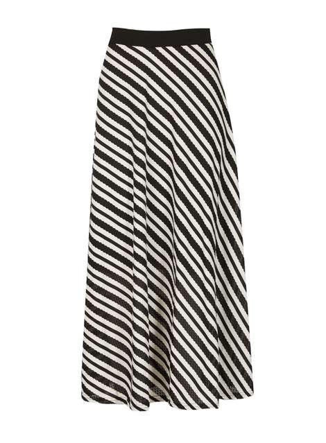 *Izabel London Monochrome Stripe Midi Skirt